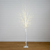 8’ Pre-Lit Artificial White Birch Tree with 500 Warm White LED Lights