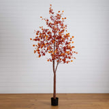 8' Pre-Lit Grand Autumn Eucalyptus Artificial Fall Tree with 540 Warm White LED Lights
