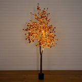 8' Pre-Lit Grand Autumn Eucalyptus Artificial Fall Tree with 540 Warm White LED Lights