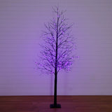 8' Pre-Lit Halloween Black Twig Artificial Tree with 510 Orange & Purple LED Lights
