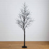 8' Pre-Lit Halloween Deluxe Black Twig Artificial Tree with 216 Orange & Purple LED Lights