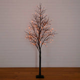 8' Pre-Lit Halloween Deluxe Black Twig Artificial Tree with 216 Orange & Purple LED Lights