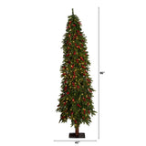 8' Victoria Fir Artificial Christmas Tree with 350 Multi-Color (Multifunction) LED Lights, Berries and 667 Branches