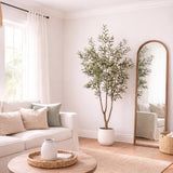 7' Artificial Olive Tree in White Decorative Planter