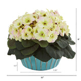 9” African Violet Artificial Plant in Turquoise Vase
