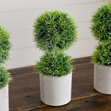 9" Artificial Mini Cactus Ball Topiary in Cement Planter - Set of 3