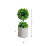 9" Artificial Mini Cedar Ball Topiary in Cement Planter - Set of 2