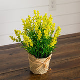 9” Artificial Mixed Lavender Arrangement in Newspaper Wrapped Pot -Set of 3