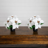 9" Artificial Poinsettia Plant - Set of 2