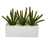 9” Cactus Succulent Artificial Plant in White Planter