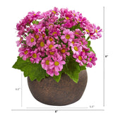 9” Daisy Artificial Plant in Stone Brown Planter