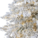 9' Flocked Grand Northern Rocky Fir Artificial Christmas Tree with 8208 Warm Cluster (Multifunction) LED Lights and 1818 Bendable Branches