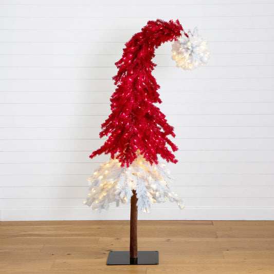 7’ Holiday Red Santa’s Hat Christmas Tree with 500 LED lights and 1272 Bendable Branches