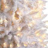 9’ Slim White Artificial Christmas Tree with 600 Warm White LED Lights and 1860 Bendable Branches