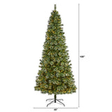 9’ Wisconsin Slim Snow Tip Pine Artificial Christmas Tree with 800 Clear LED Lights