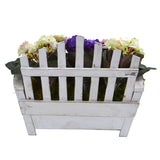 African Violet Artificial Plant in Wooden Bench Planter