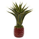 Agave Artificial Plant in Red Planter