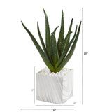 Aloe Artificial Plant in Marble Finish Vase