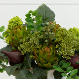 15" Artificial Artichoke and Hydrangea Arrangement