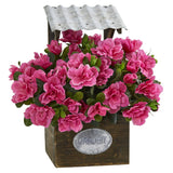 Azalea Artificial Plant in Tin Roof Wood Planter