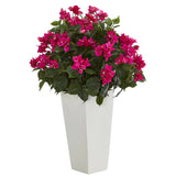 31" Bougainvillea Artificial Plant in White Tower Planter"