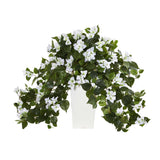 23" Bougainvillea Artificial Plant in White Tower Planter"
