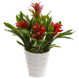 Bromeliad Artificial Plant in White  Vase