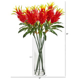 Dragon Fruit Flower Artificial Arrangement in Glass Vase