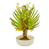 Forsythia and Fan Palm Artificial Arrangement