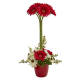 Gerber Daisy Artificial Arrangement in Ceramic Vase