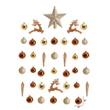 Holiday Christmas 40 Count Lux Shatterproof Ornament Set with Re-Useable Storage Container