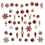 Holiday Deluxe Shatterproof, 52 Count Christmas Tree Ornament Box Set, Re-Useable Container