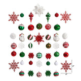 70 Red and Green Shatterproof Christmas Tree Ornament Set with Re-Useable Container