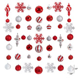 Holiday Deluxe Shatterproof, 81  Count Christmas Tree Ornament Box Set, Re-Useable Container