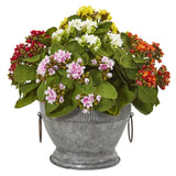 Kalanchoe Artificial Plant in Metal Bowl