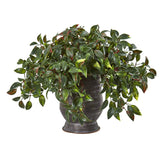 Mini Melon Artificial Plant in Ribbed Metal Planter UV Resistant