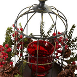 Pine Berry Birdhouse Candelabrum