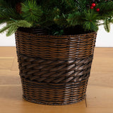 Pre-Lit Artificial Christmas Holiday 5 Piece Bundle with Pinecones & Berries- Set of 2 5' Christmas Trees, 24-in Wreath and set of 2 9-ft Garlands
