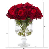 Rose Artificial Arrangement in Glass Urn