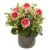 Rose, Eucalyptus, Gypsophillia Artificial Arrangement