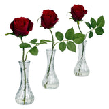 Rose w/Bud Vase (Set of 3)