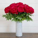 Signature Collection 20” Peony Artificial Arrangement in White  Glass Vase