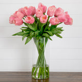 Signature Collection 26” Giant Tulip Artificial Arrangement in Glass Vase