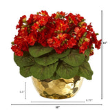 Violet Artificial Plant in Gold Vase
