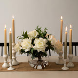 Wedding Collection 16" Artificial Roses and Mixed Greens Arrangement in Glass Vase