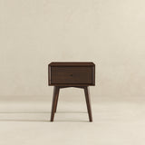 Avery Solid Wood Walnut Night Stand with Single Drawer