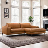 Easley Mid-Century Modern Cognac Vegan Leather Wide-Arm Sofa