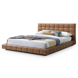 Hudson Tan Vegan Leather Upholstered King Platform Bed