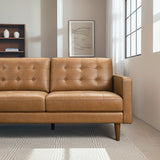 Lucco Genuine Tan Leather Left-Facing Sectional Sofa