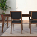 Cary Walnut Finished Solid Wood and Easy Clean Vegan Leather Upholstered Dining Chairs (Set of 2)